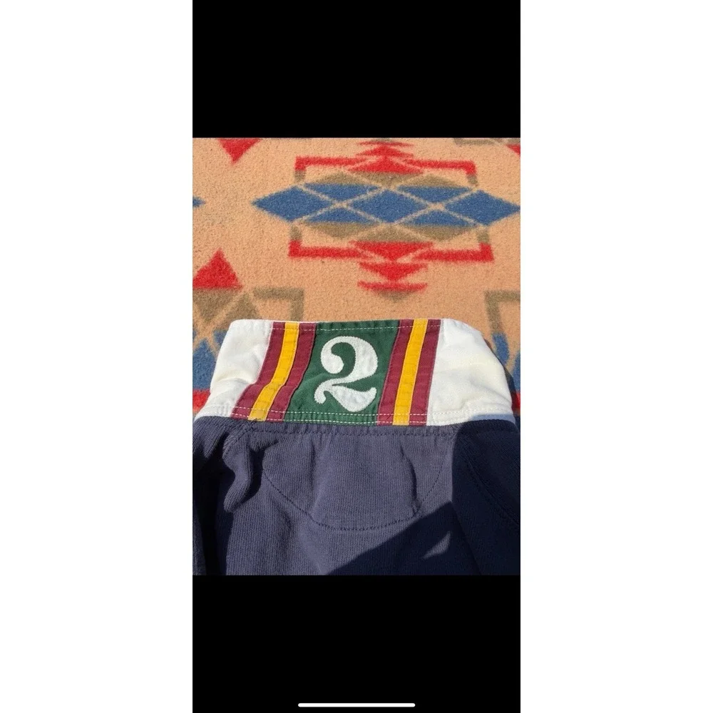 Polo Ralph Lauren Big Pony Rugby 90s Elbow Patch #2 Men's Small‎ Navy Blue